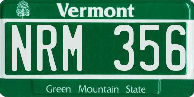 VT license plate NRM356