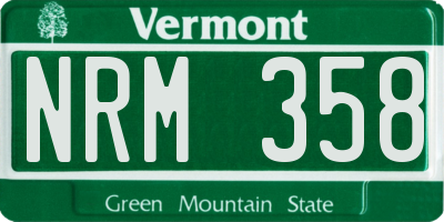 VT license plate NRM358