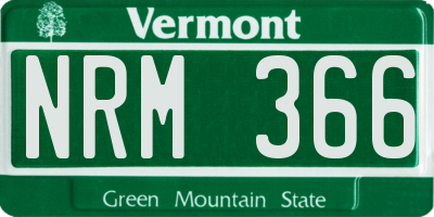 VT license plate NRM366