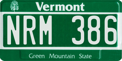 VT license plate NRM386