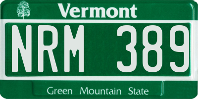 VT license plate NRM389
