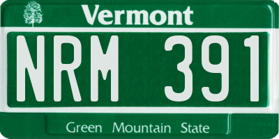 VT license plate NRM391
