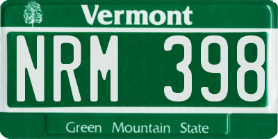 VT license plate NRM398