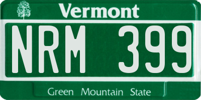 VT license plate NRM399