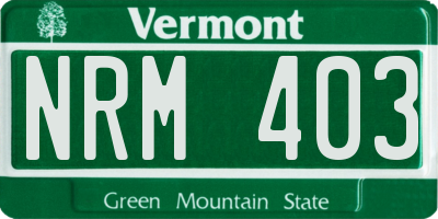 VT license plate NRM403