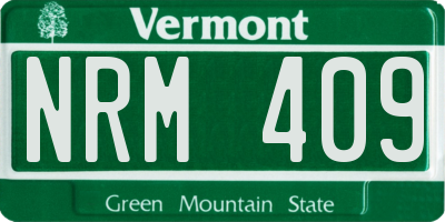 VT license plate NRM409