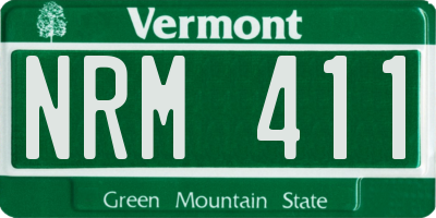 VT license plate NRM411