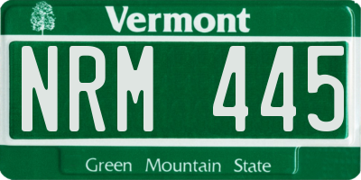 VT license plate NRM445