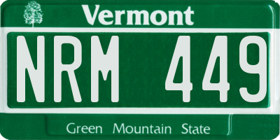 VT license plate NRM449