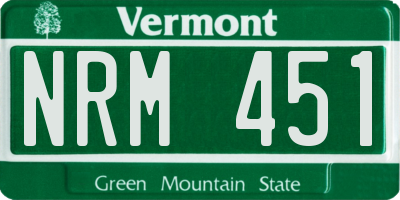 VT license plate NRM451