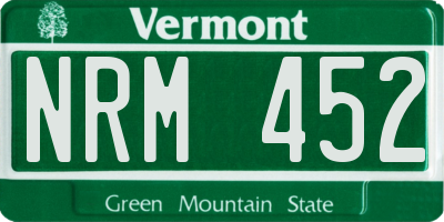 VT license plate NRM452