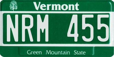 VT license plate NRM455