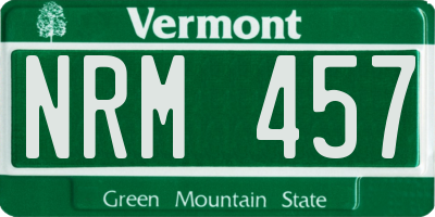 VT license plate NRM457