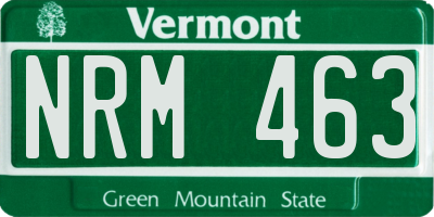 VT license plate NRM463