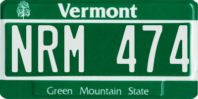 VT license plate NRM474