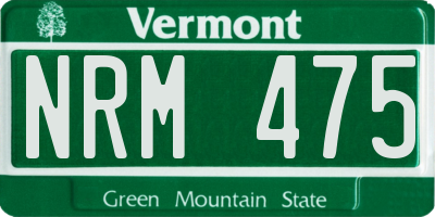 VT license plate NRM475