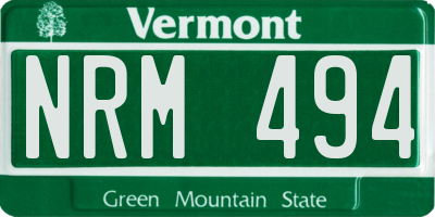 VT license plate NRM494