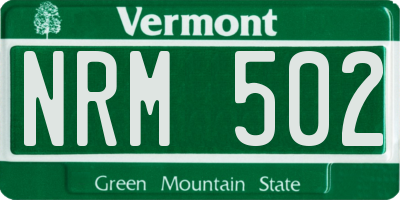 VT license plate NRM502