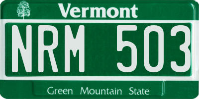 VT license plate NRM503