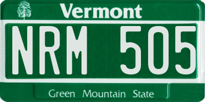 VT license plate NRM505