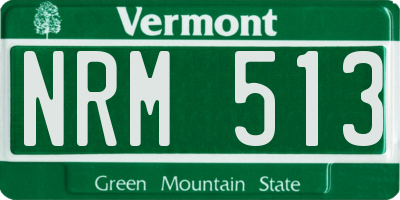VT license plate NRM513