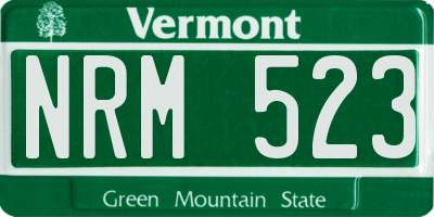 VT license plate NRM523