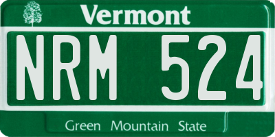 VT license plate NRM524