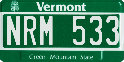 VT license plate NRM533