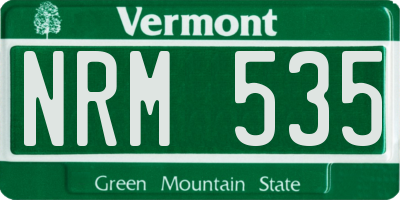 VT license plate NRM535