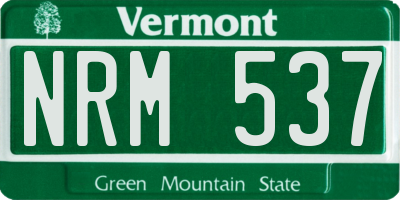 VT license plate NRM537