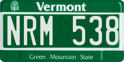 VT license plate NRM538