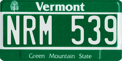 VT license plate NRM539