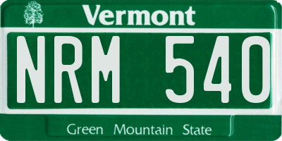 VT license plate NRM540