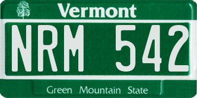 VT license plate NRM542