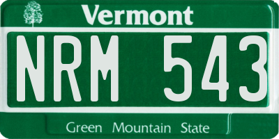 VT license plate NRM543