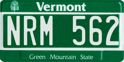 VT license plate NRM562