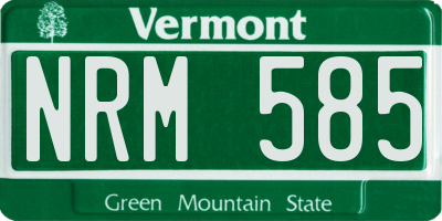 VT license plate NRM585