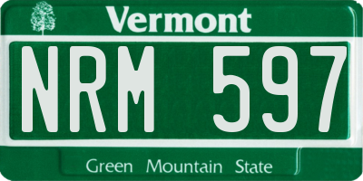 VT license plate NRM597