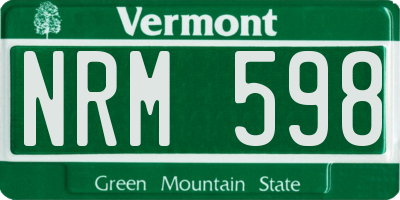 VT license plate NRM598