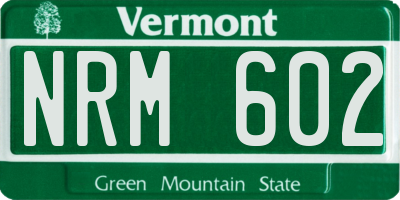 VT license plate NRM602
