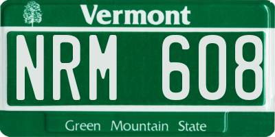 VT license plate NRM608