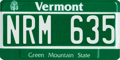 VT license plate NRM635