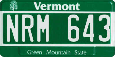 VT license plate NRM643