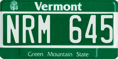 VT license plate NRM645