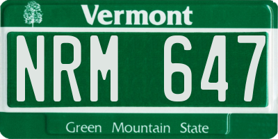 VT license plate NRM647