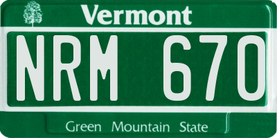 VT license plate NRM670