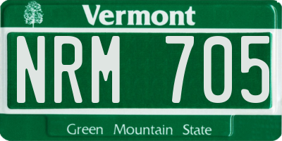 VT license plate NRM705