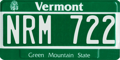 VT license plate NRM722