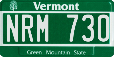 VT license plate NRM730