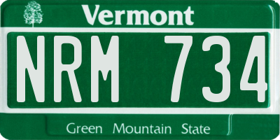VT license plate NRM734